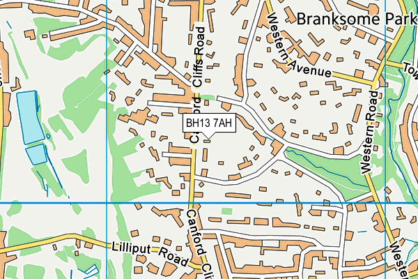 BH13 7AH map - OS VectorMap District (Ordnance Survey)