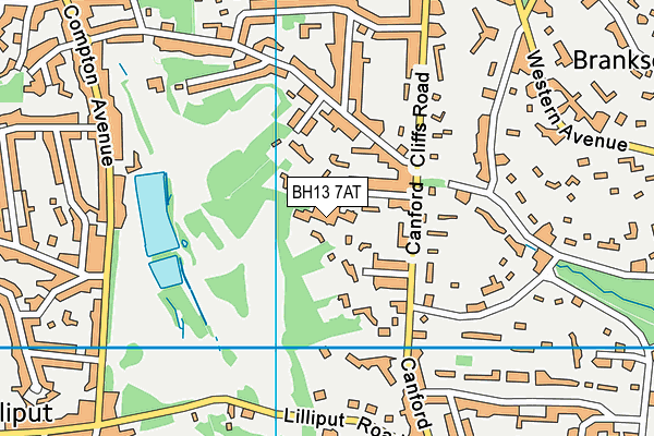 BH13 7AT map - OS VectorMap District (Ordnance Survey)