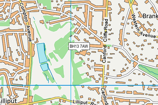 BH13 7AW map - OS VectorMap District (Ordnance Survey)