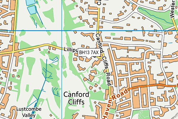 BH13 7AX map - OS VectorMap District (Ordnance Survey)