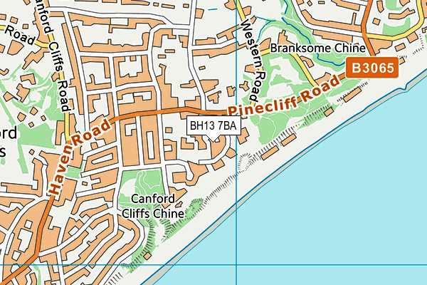 BH13 7BA map - OS VectorMap District (Ordnance Survey)