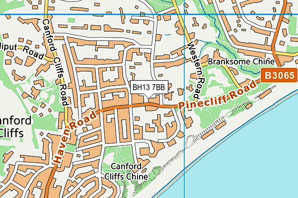 BH13 7BB map - OS VectorMap District (Ordnance Survey)