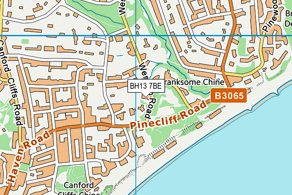 BH13 7BE map - OS VectorMap District (Ordnance Survey)