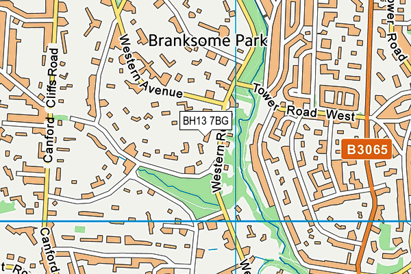 BH13 7BG map - OS VectorMap District (Ordnance Survey)