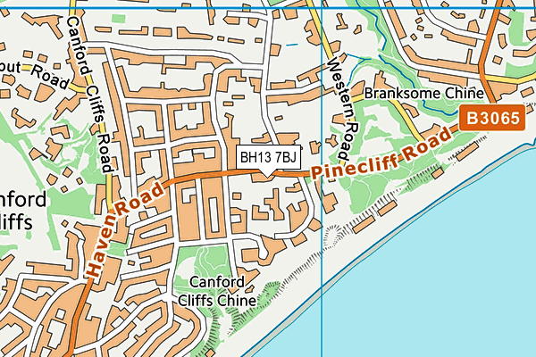 BH13 7BJ map - OS VectorMap District (Ordnance Survey)