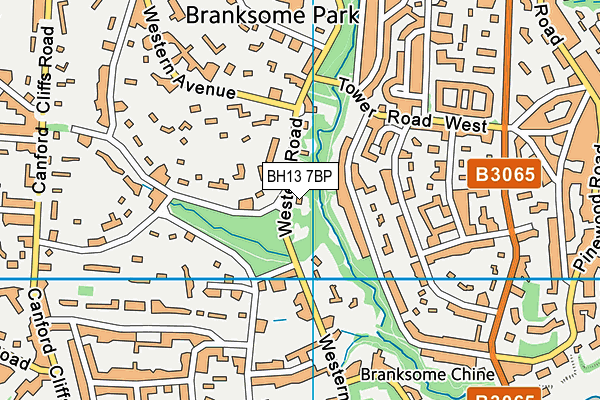 BH13 7BP map - OS VectorMap District (Ordnance Survey)
