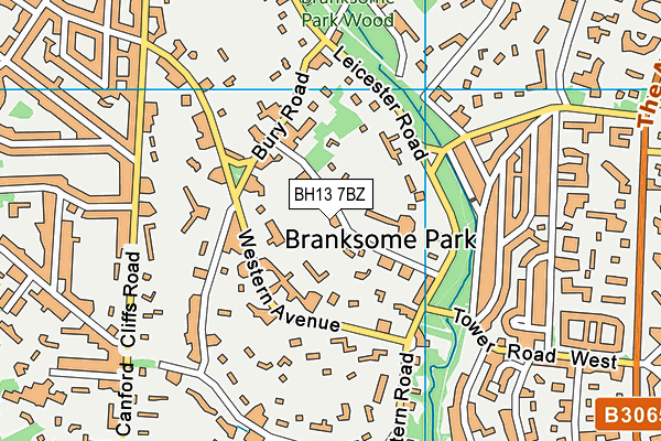BH13 7BZ map - OS VectorMap District (Ordnance Survey)