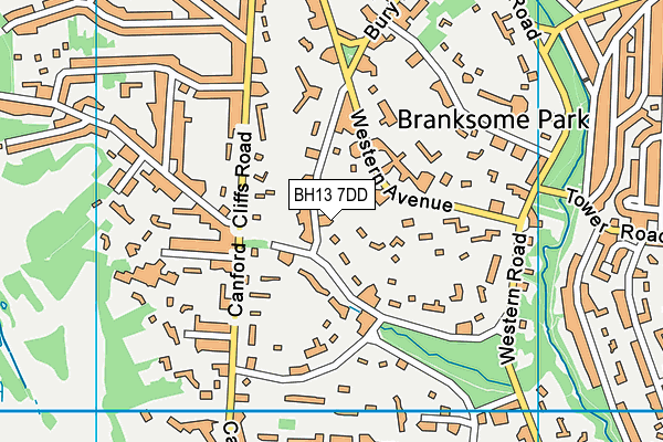 BH13 7DD map - OS VectorMap District (Ordnance Survey)