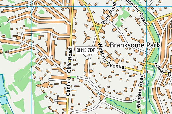 BH13 7DF map - OS VectorMap District (Ordnance Survey)