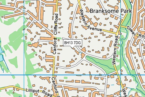 BH13 7DG map - OS VectorMap District (Ordnance Survey)