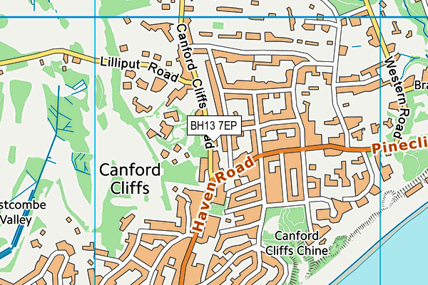BH13 7EP map - OS VectorMap District (Ordnance Survey)