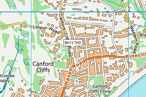 BH13 7HD map - OS VectorMap District (Ordnance Survey)