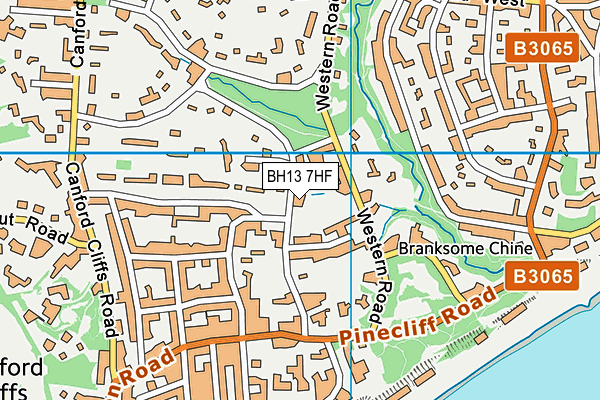 BH13 7HF map - OS VectorMap District (Ordnance Survey)