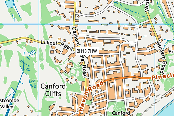 BH13 7HW map - OS VectorMap District (Ordnance Survey)