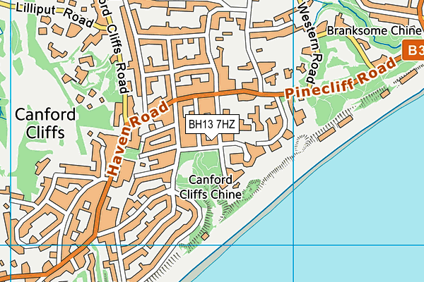 BH13 7HZ map - OS VectorMap District (Ordnance Survey)