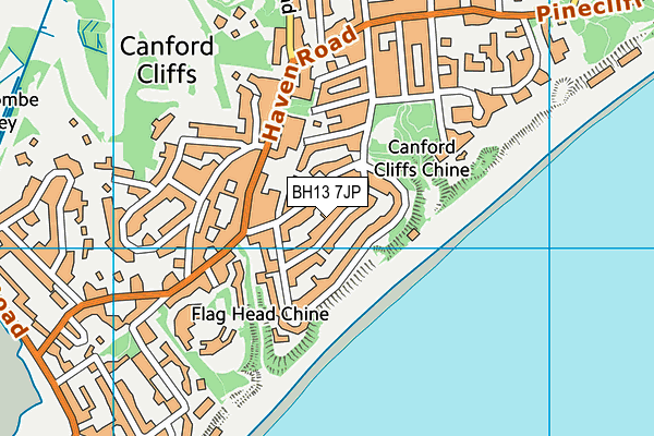 BH13 7JP map - OS VectorMap District (Ordnance Survey)