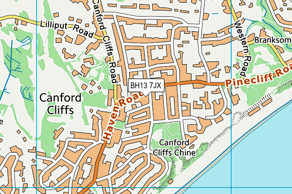 BH13 7JX map - OS VectorMap District (Ordnance Survey)