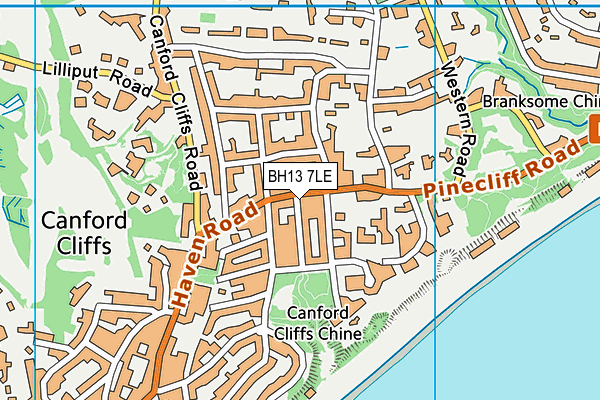 BH13 7LE map - OS VectorMap District (Ordnance Survey)