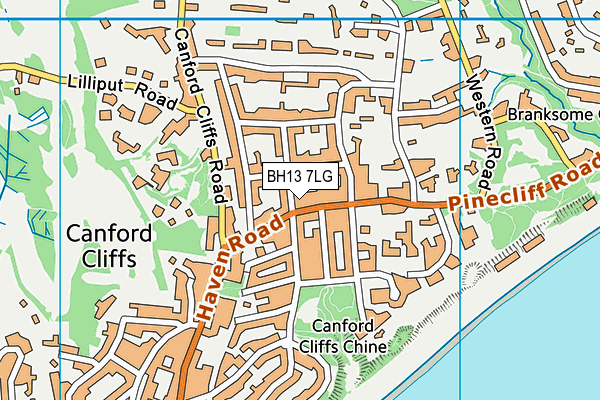 BH13 7LG map - OS VectorMap District (Ordnance Survey)