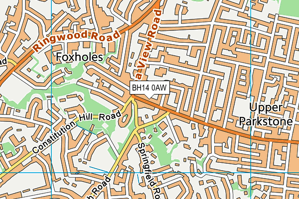 BH14 0AW map - OS VectorMap District (Ordnance Survey)