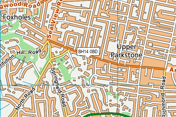 BH14 0BD map - OS VectorMap District (Ordnance Survey)