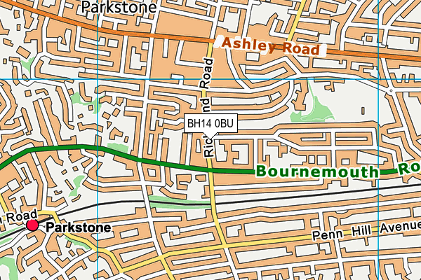 BH14 0BU map - OS VectorMap District (Ordnance Survey)