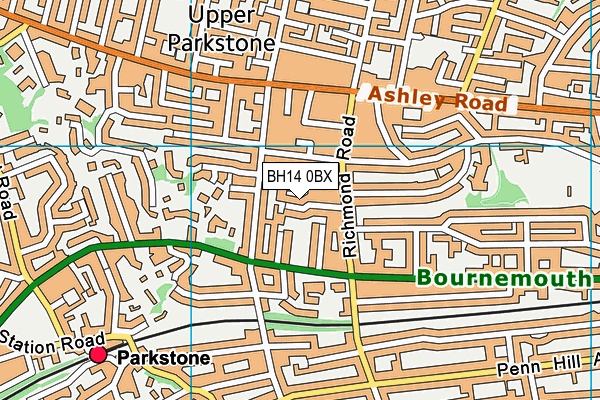 BH14 0BX map - OS VectorMap District (Ordnance Survey)