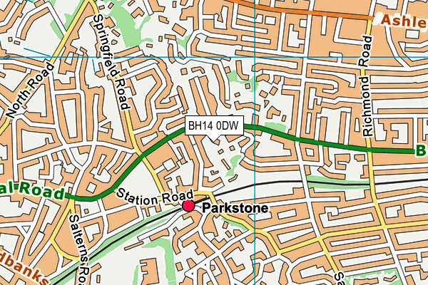 BH14 0DW map - OS VectorMap District (Ordnance Survey)