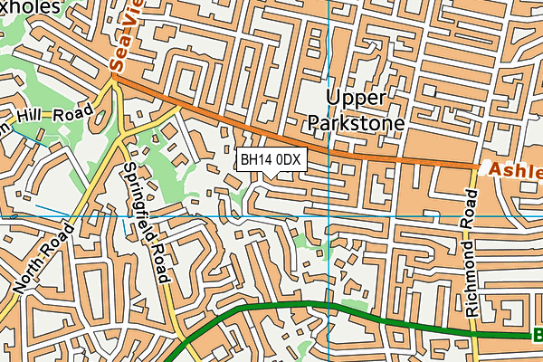 BH14 0DX map - OS VectorMap District (Ordnance Survey)