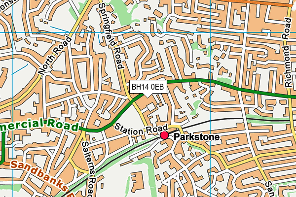 BH14 0EB map - OS VectorMap District (Ordnance Survey)