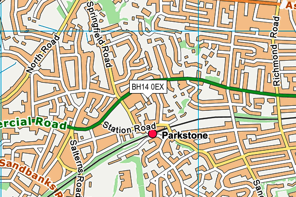 BH14 0EX map - OS VectorMap District (Ordnance Survey)