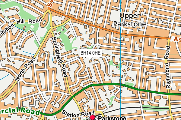 BH14 0HE map - OS VectorMap District (Ordnance Survey)