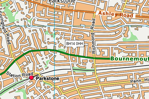 BH14 0HH map - OS VectorMap District (Ordnance Survey)