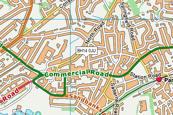 BH14 0JU map - OS VectorMap District (Ordnance Survey)