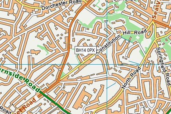 BH14 0PX map - OS VectorMap District (Ordnance Survey)