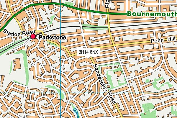 BH14 8NX map - OS VectorMap District (Ordnance Survey)