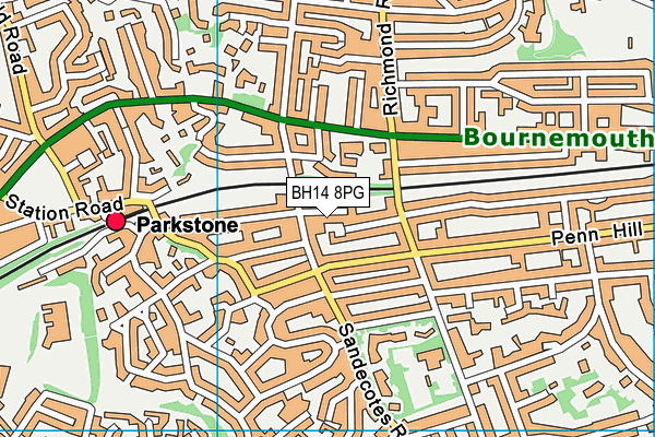 BH14 8PG map - OS VectorMap District (Ordnance Survey)