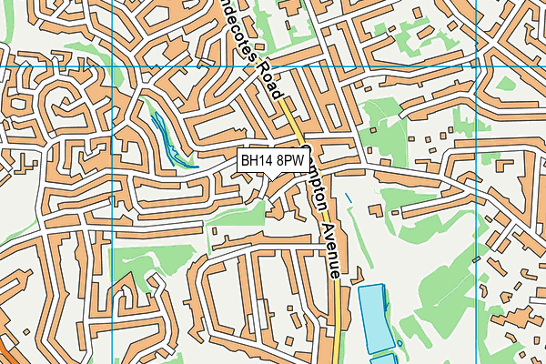 BH14 8PW map - OS VectorMap District (Ordnance Survey)
