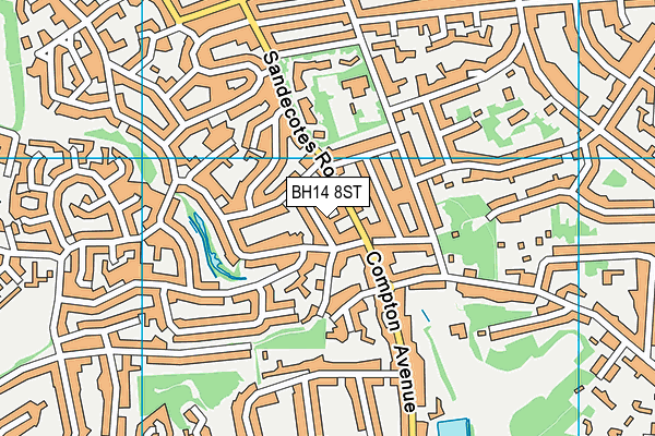 BH14 8ST map - OS VectorMap District (Ordnance Survey)