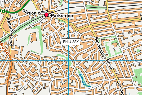 BH14 8SX map - OS VectorMap District (Ordnance Survey)