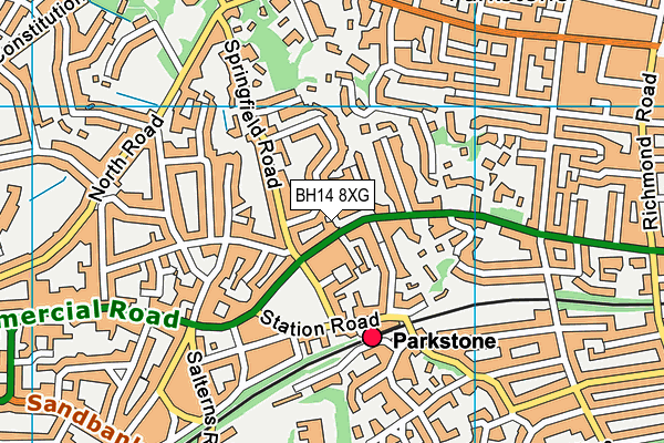 BH14 8XG map - OS VectorMap District (Ordnance Survey)