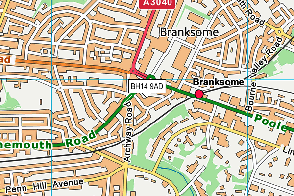 BH14 9AD map - OS VectorMap District (Ordnance Survey)