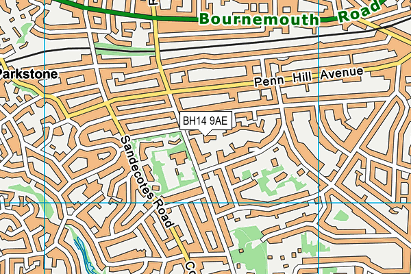 BH14 9AE map - OS VectorMap District (Ordnance Survey)