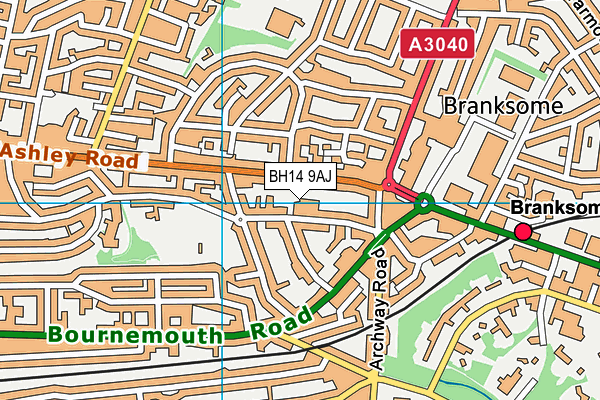 BH14 9AJ map - OS VectorMap District (Ordnance Survey)