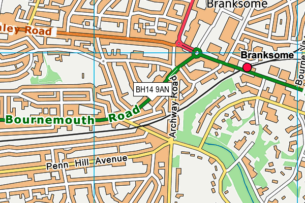 BH14 9AN map - OS VectorMap District (Ordnance Survey)