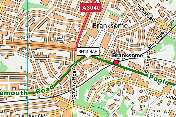 BH14 9AP map - OS VectorMap District (Ordnance Survey)