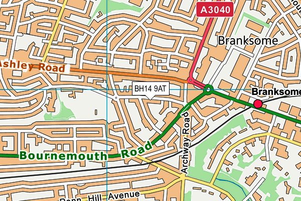 BH14 9AT map - OS VectorMap District (Ordnance Survey)