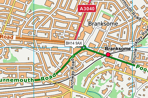 BH14 9AX map - OS VectorMap District (Ordnance Survey)