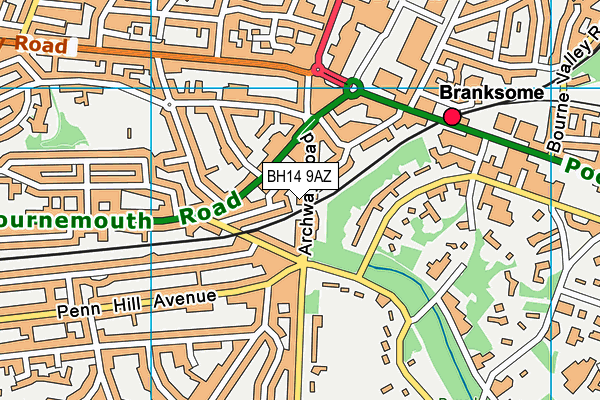 BH14 9AZ map - OS VectorMap District (Ordnance Survey)