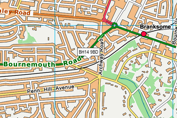 BH14 9BD map - OS VectorMap District (Ordnance Survey)